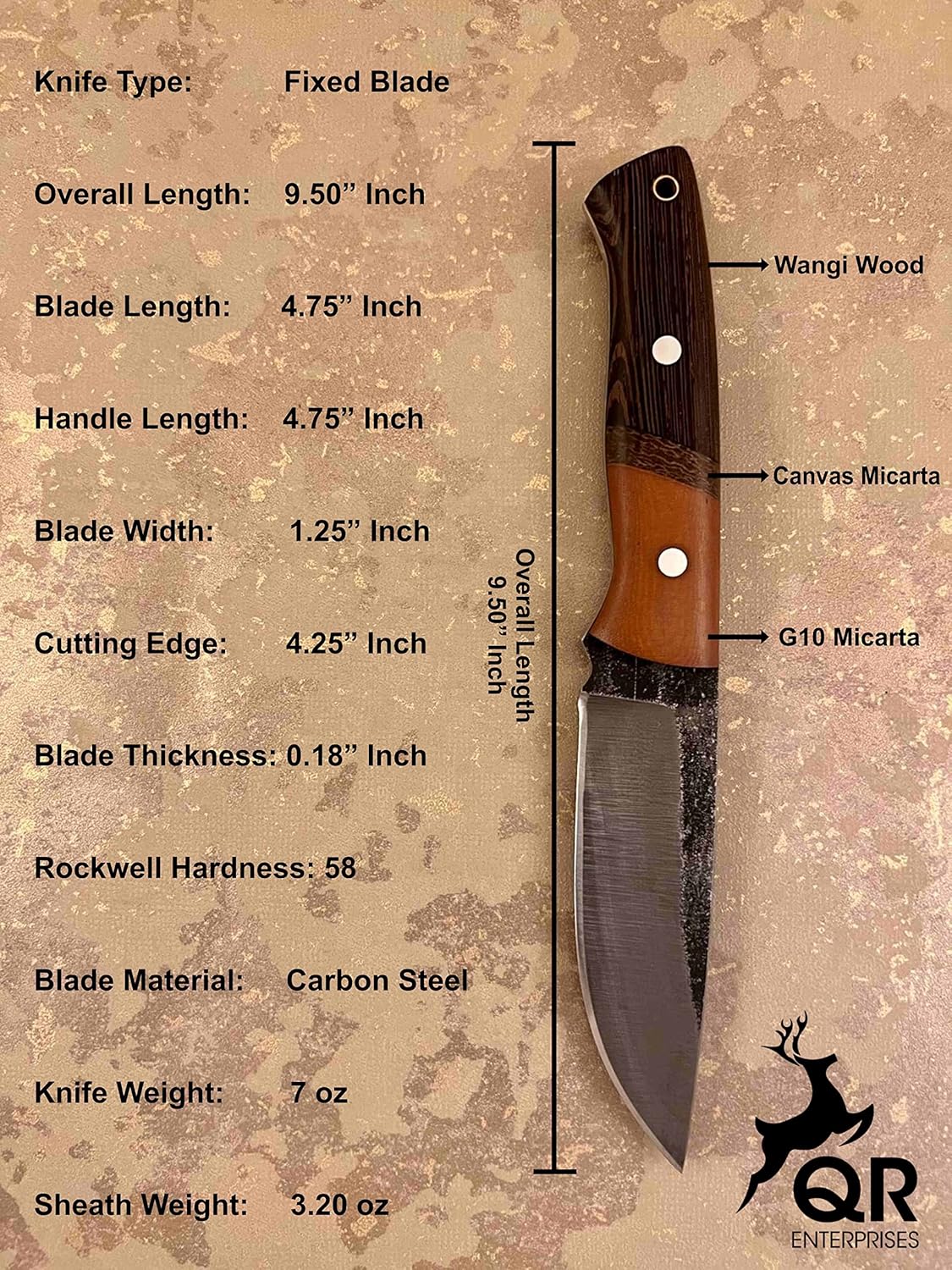 Handmade Fixed Blade Hunting Knife, Bushcraft, Survival, Outdoor, Full Tang, Camping Knife With Leather Sheath, Gift for him