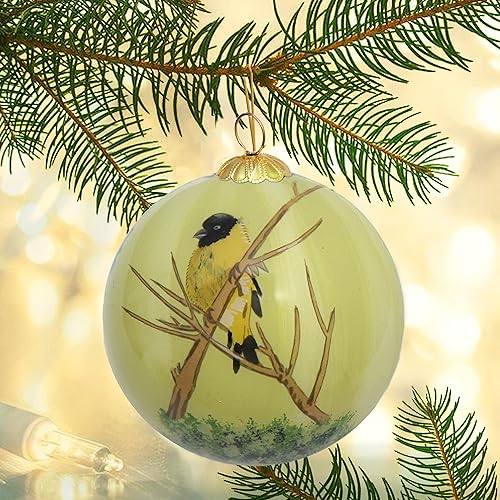 Miniatura 4 de Adorno navideño de cristal pintado a mano - Pinzón amarillo