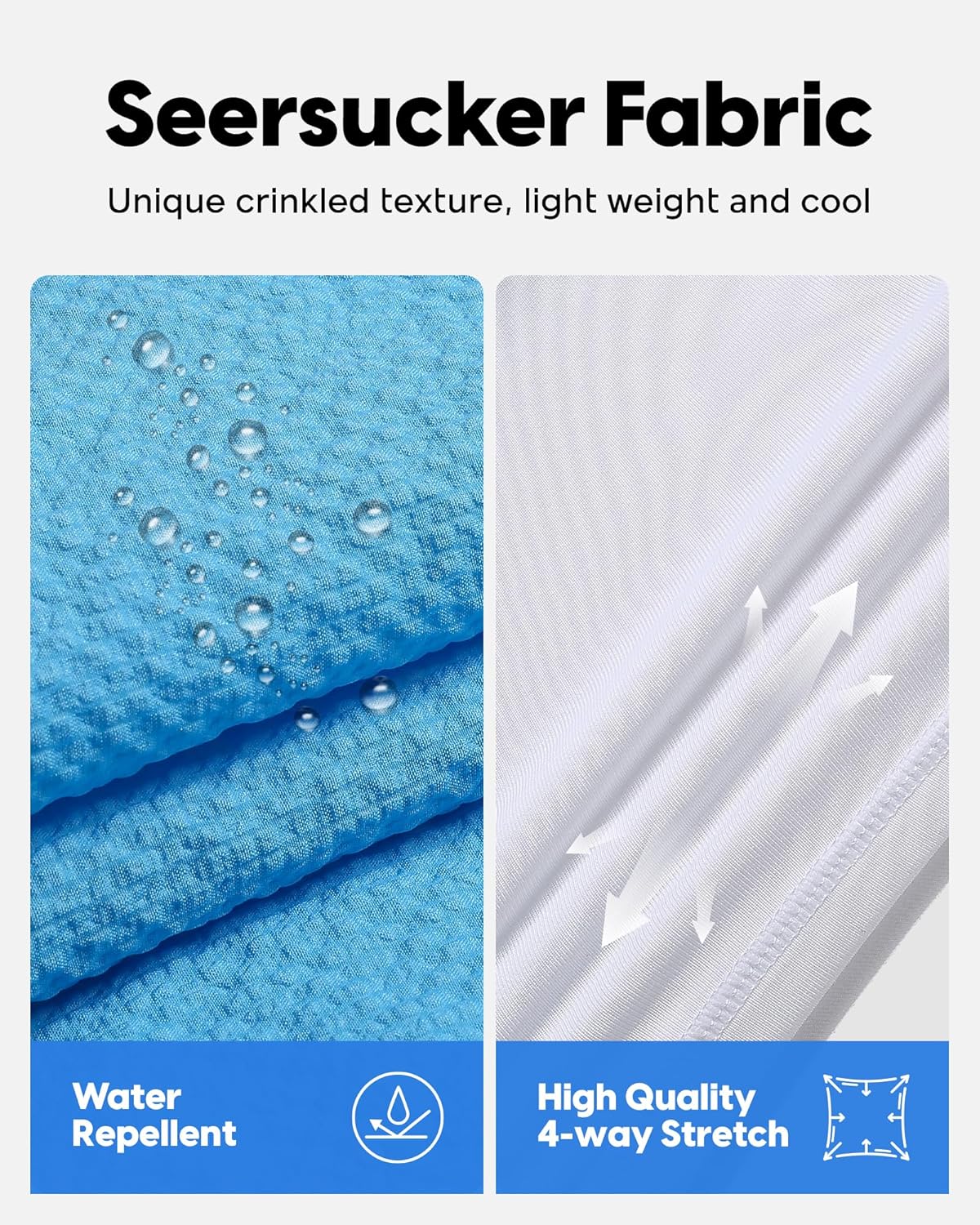 maamgic Men's Swim Trunks 5.5 inch Seersucker 2 in 1 Beach Shorts Quick Dry Bathing Suits with Compression Liner - Image 3