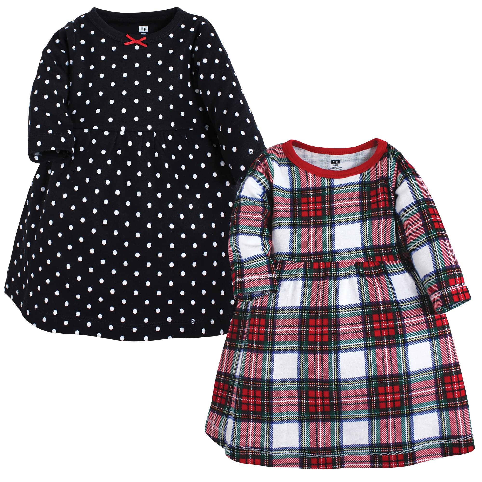 Hudson Baby Infant and Toddler Girl Cotton Dresses, White Tartan, 4 Toddler