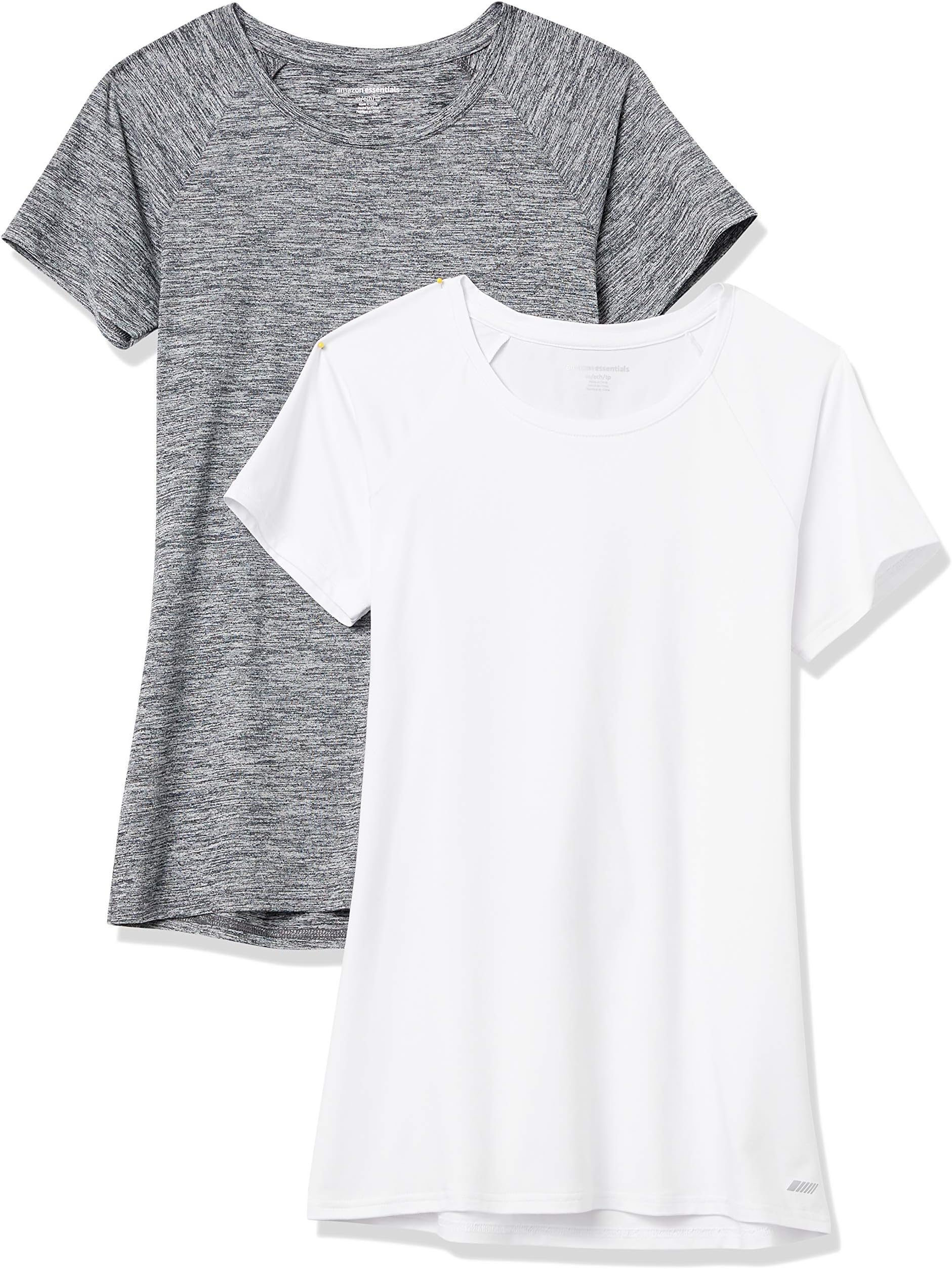 Amazon EssentialsWomen's Tech Stretch Cap-Sleeve T-Shirt, Pack of 2