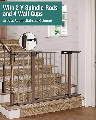 Miniatura 2 de Newnice Puerta de bebé de 29.7 a 46 pulgadas para escaleras, puertas de perro de cierre automático para la casa, puertas anchas de seguridad para