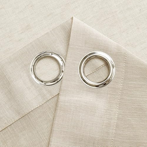 Miniatura 8 de Miss Seltex - Cortinas traslúcidas de lino natural para sala de estar, elegantes cortinas lisas para ventana, con ojales, parte superior filtrante