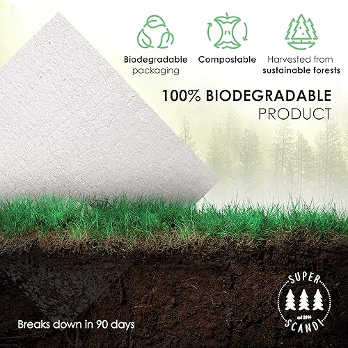 Miniatura 6 de SUPERSCANDI Paquete de 5 paños de cocina suecos para cocina, 100% biodegradables y compostables, reutilizables, lavables, seguros para alimentos y