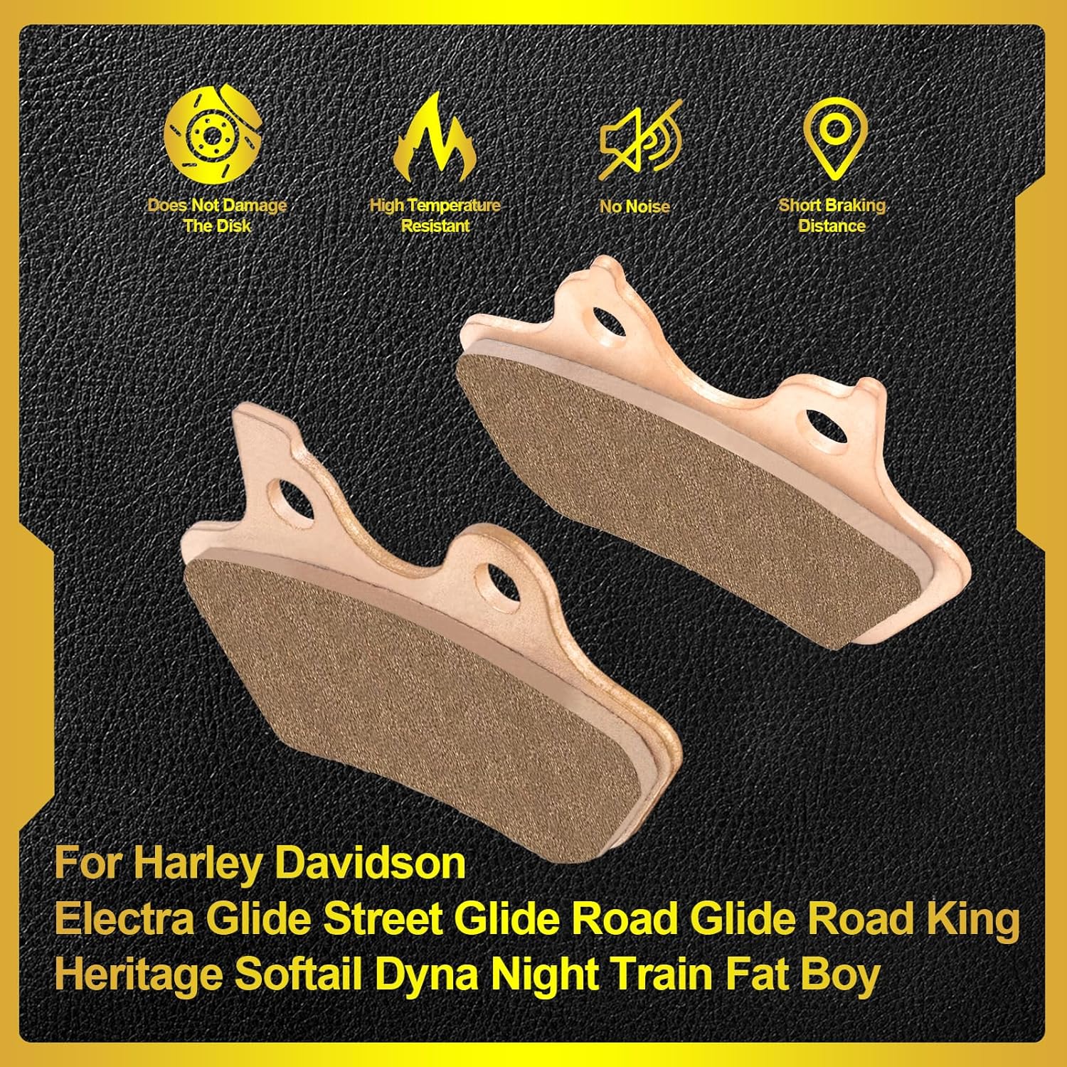 Sintered Disc Brake Pad For Harley Davidson 00-07 Dyna Series, Touring Series, Softail Series, 00-03 Sportster Series, 02-05 V-Rod (3 Set)