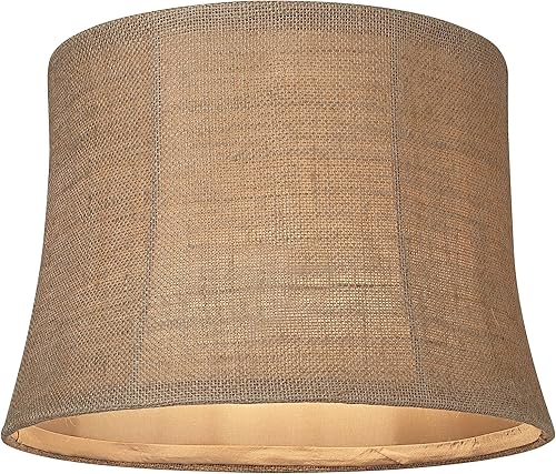 Miniatura 3 de Juego de 2 pantallas de lámpara de tambor de tapa blanda, de arpillera natural, medianas, 12 pulgadas, parte superior x 14 pulgadas inferior x 10