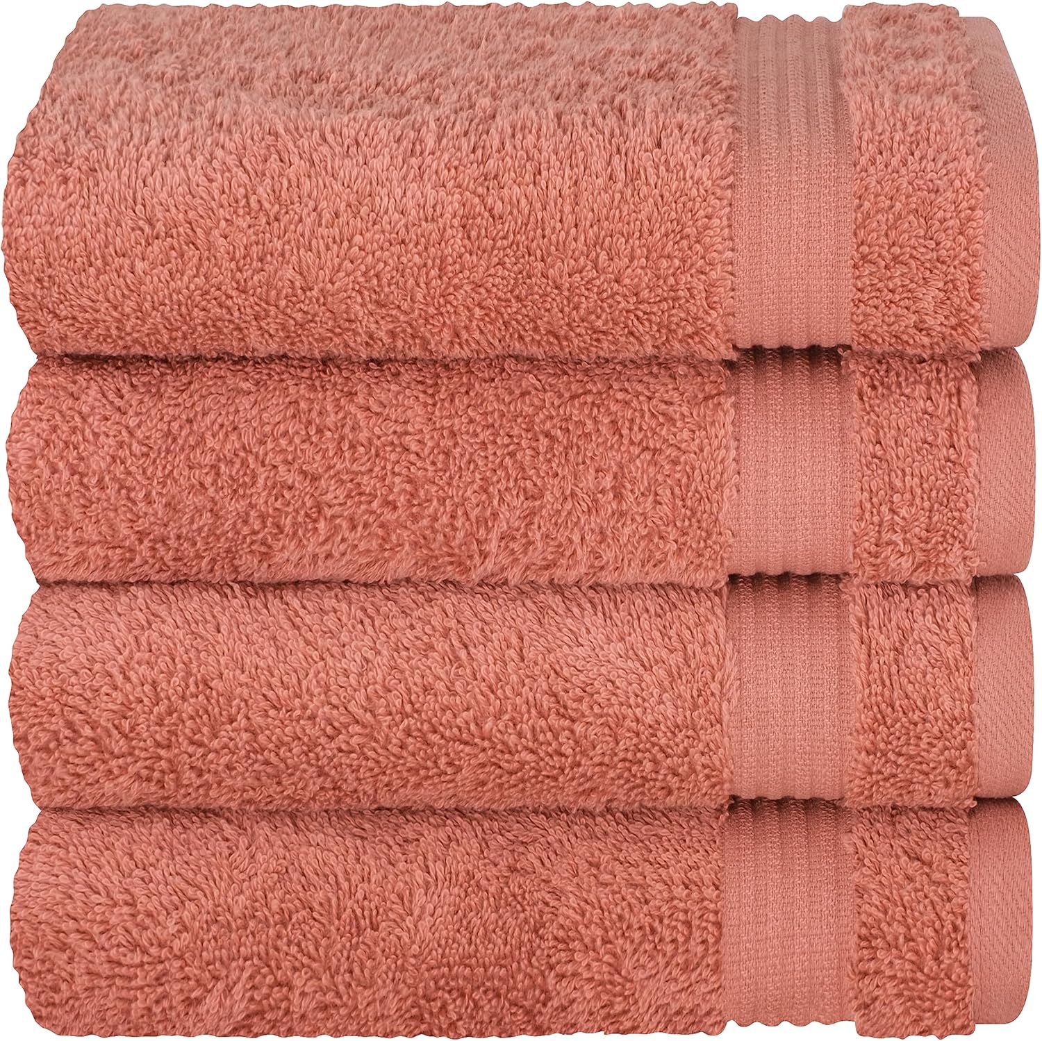 Cotton Paradise Hand Towels for Bathroom, 100% Cotton Turkish 4 Piece Hand Towel Set, Soft Absorbent Face Towels, Coral - Image 5