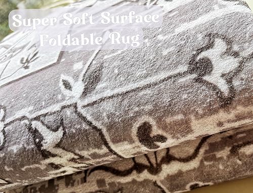 Miniatura 6 de ubcindy Alfombra lavable de 5 x 7 pies, suave, antideslizante, bohemio, vintage, resistente a las manchas, parte trasera de goma, ligera para