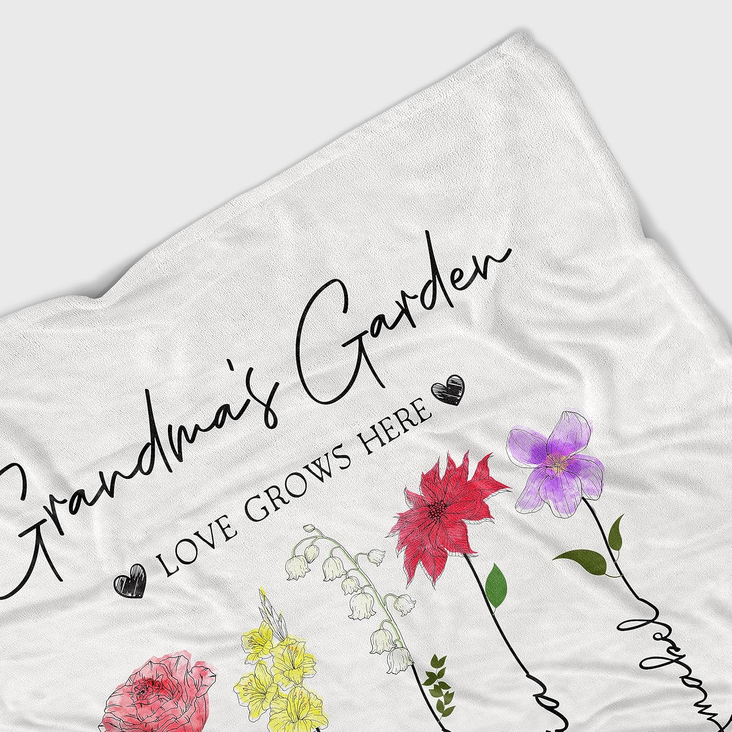 Grandma's Garden Custom Blanket - Birthday Gifts for Grandma - Cozy Plush Fleece Home Decor