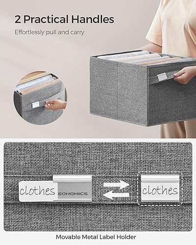 Miniatura 10 de SONGMICS Cestas de almacenamiento, juego de 2 contenedores de almacenamiento, 2 asas, 15.7 x 11.8 x 9.8 pulgadas, tela Oxford y tela de aspecto de