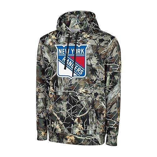 NHL Men's Official Hunter Camo Primary Logo Performance Pullover Hoodie