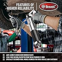 Vista 4 de Bravex - Pistola engrasadora profesional resistente con agarre de pistola, 6000 PSI - Manguera flexible de 457 mm