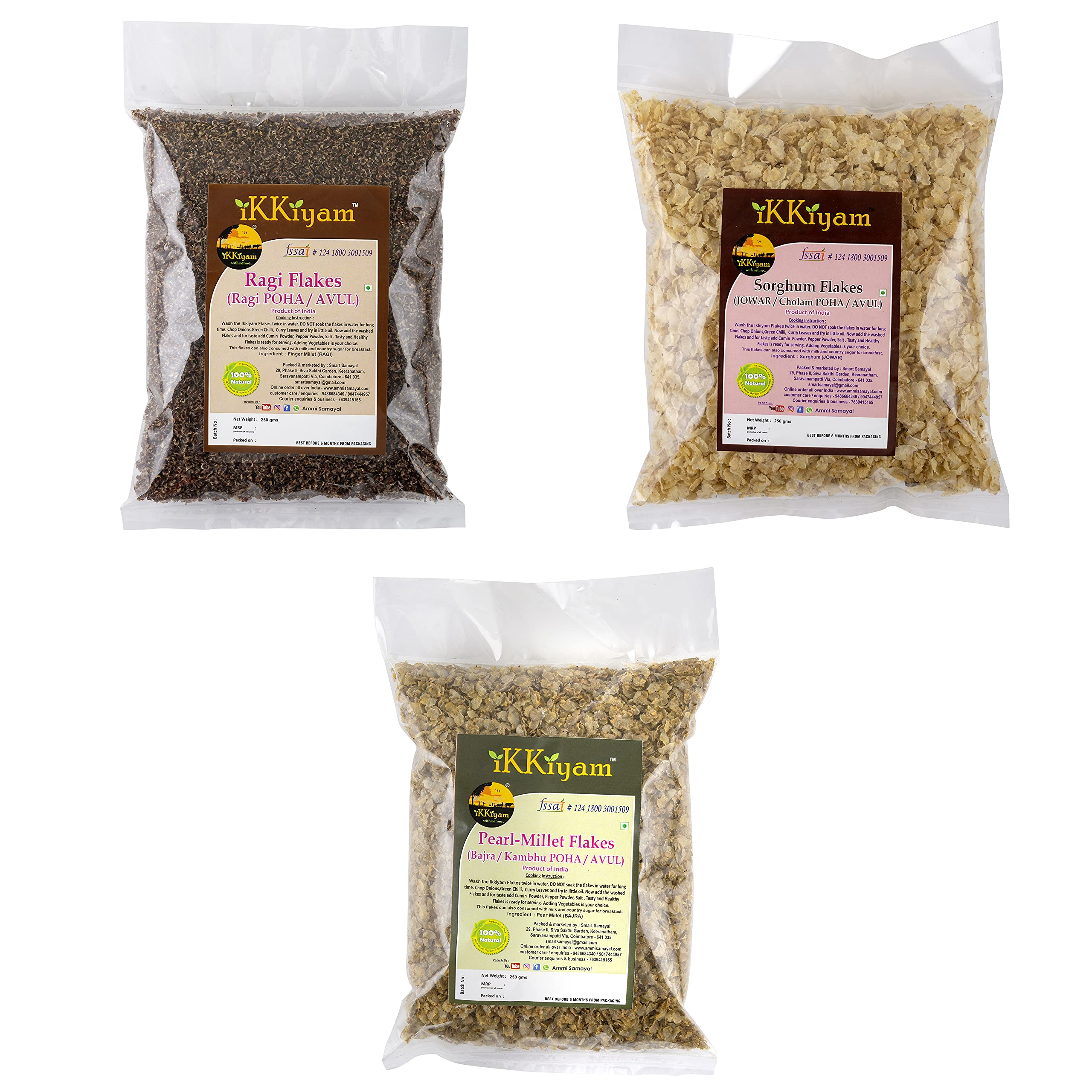 Ikkiyam Combo of Bajra, Jowar & Ragi flakes (Pack 3, 250g Each) Organic finger millet Ragi flakes, Miracle Millet, Healthy Breakfast Cereal for Adults & Childrens, Gluten-Free, Perfect Replacement to Whole Wheat, | Preservatives & Cholesterol Free-picture-19