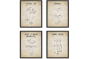 Stranger Things Posters 4 - Retro Gaming Patent Prints for Game Room Decor