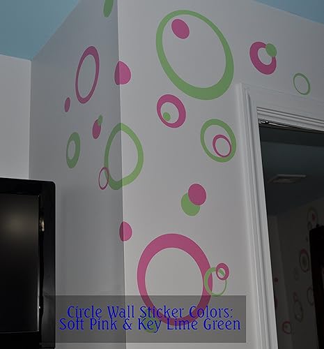 Miniatura 6 de Adhesivo de vinilo para pared, diseño de círculos, anillos, puntos, 25+unid de 11 pulgadas, gran decoración del hogar, color lila