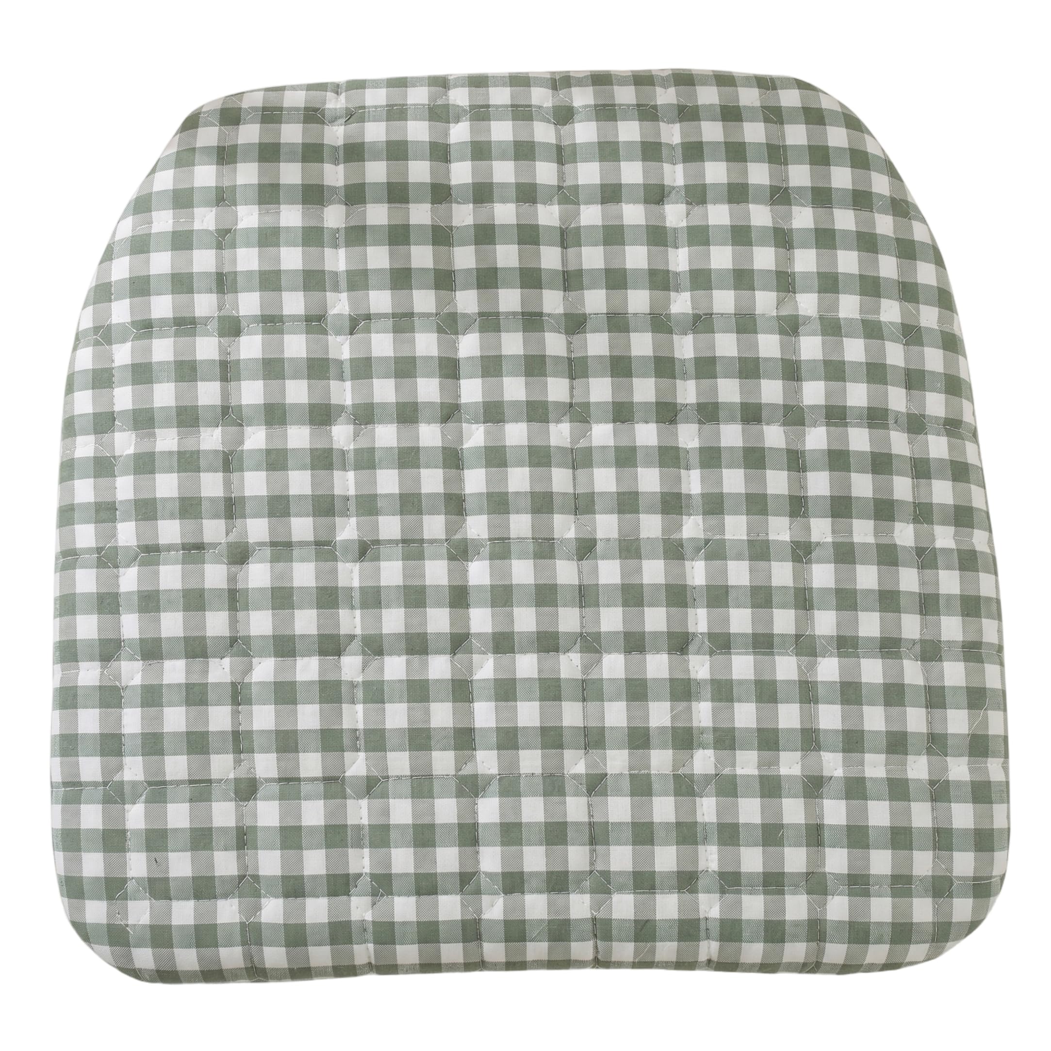 Monwssoe Chair Pads, Gingham Chair Cushions with Ties Gingham Seat Cushions, Non-slip Washed Cotton Seat Pad, Removable Cover For Dining Chairs, Green, 15.75x16.93 Inch