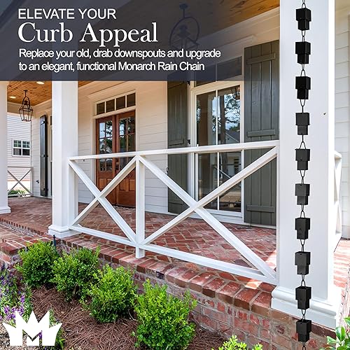 Miniatura 4 de Monarch Rain Chains Cadenas de lluvia negras de aluminio multicubo para canaletas  Cadena de lluvia decorativa negra de 8.5 pies para exteriores,