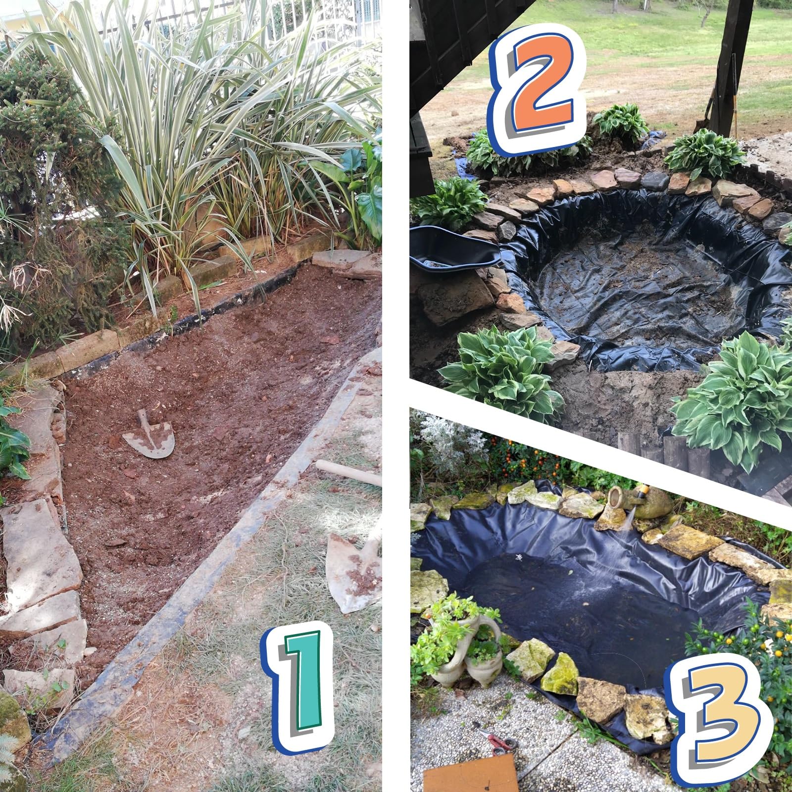 Revestimiento de Estanque 3x5m HDPE Lona para Estanque 8x6m 7x7m 15x10m resistente a los rayos UV y a la intemperie 0.12mm Lámina para Estanque De jardín pour Bassin Koi Cascades d'eau ( Tamaño : 4x4m