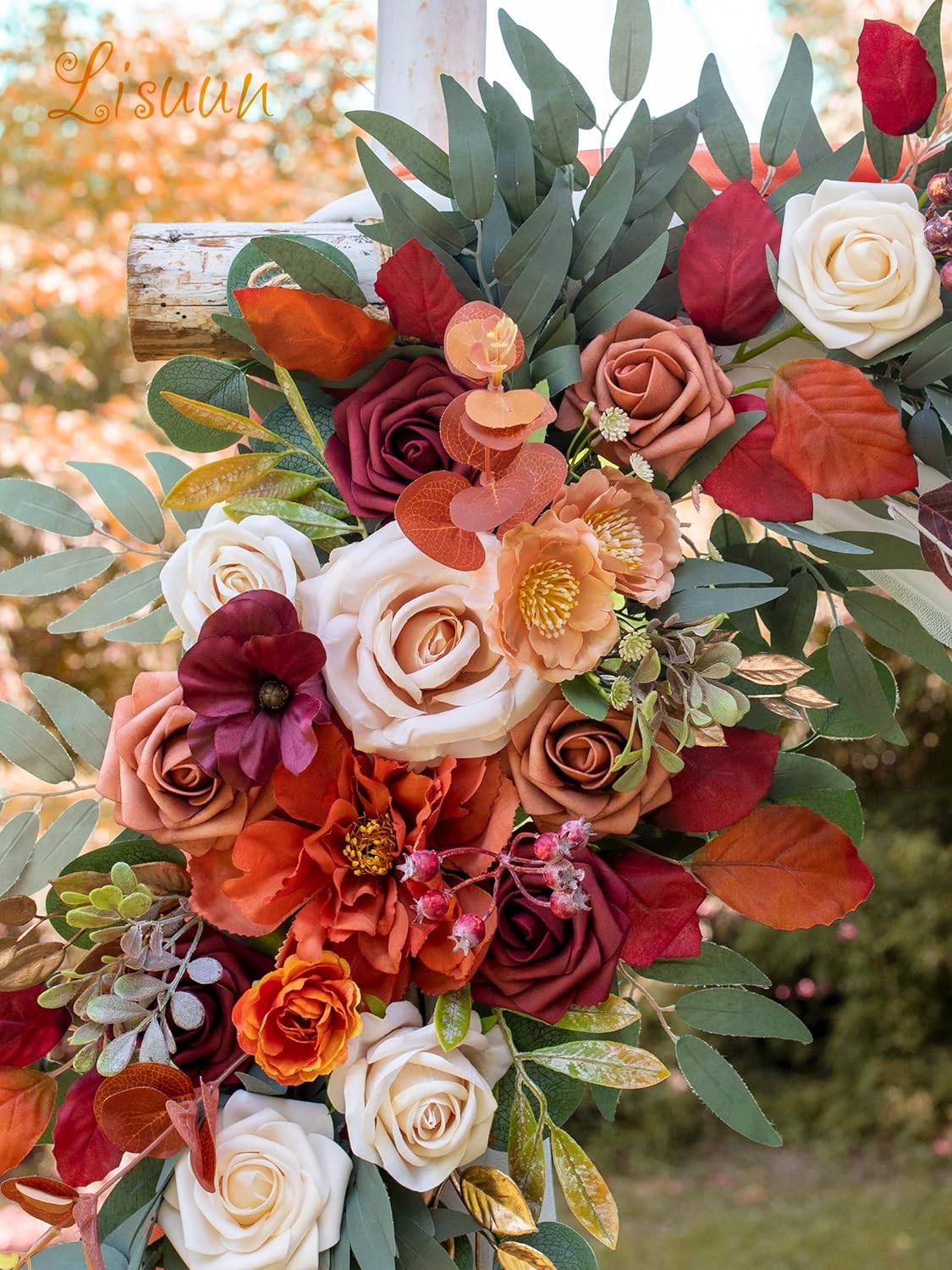 Lisuun Wedding Arch Flowers, Artificial Flowers for Decoration, Large Flower Swag for Boho Styles Wedding Ceremony Floral Decor - Pack of 2
