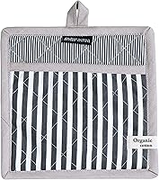 Vista 3 de AMOUR INFINI Juego de 1 manoplas para ollas y guantes de horno a rayas resistentes al calor, antideslizantes, reutilizables, juego de 1 guante