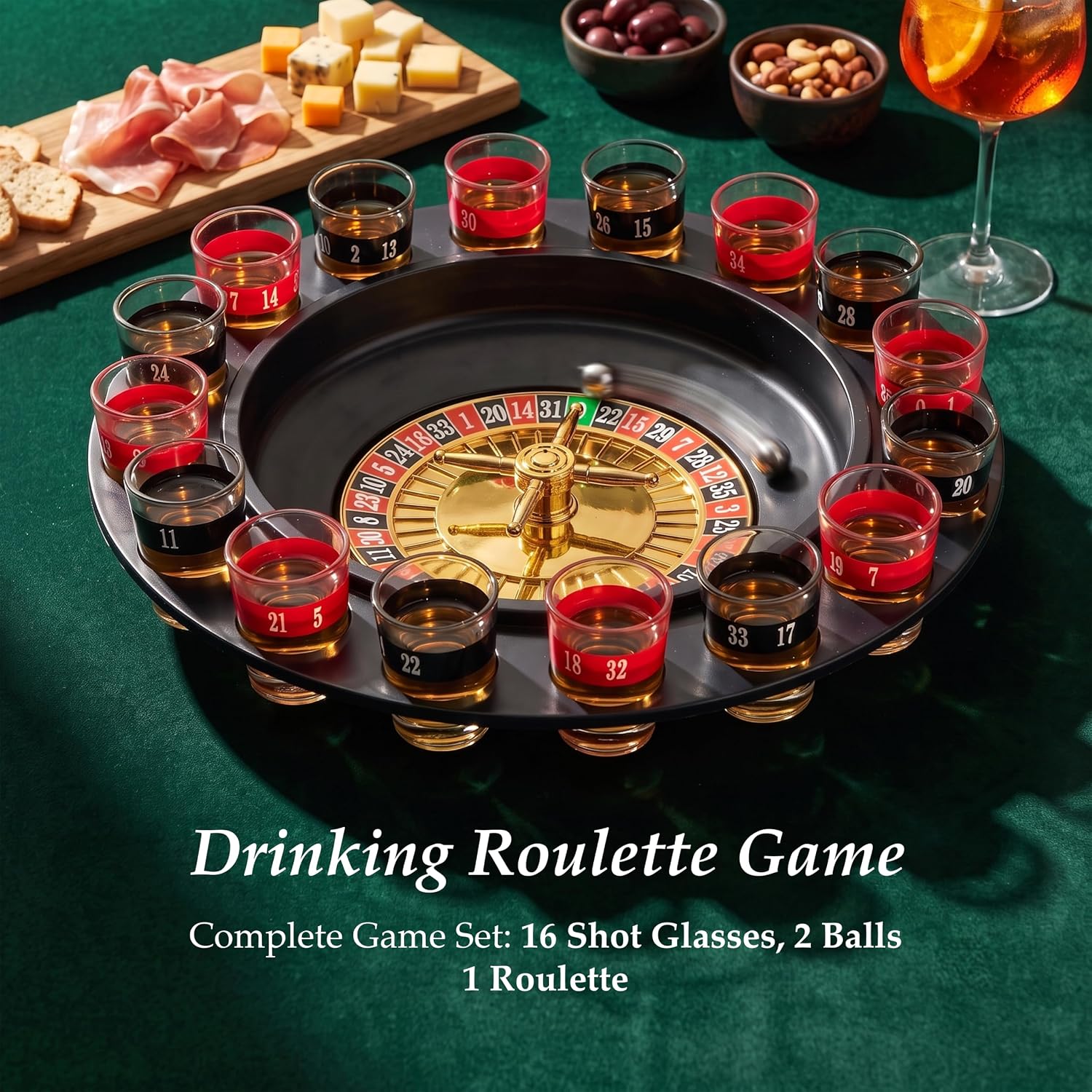 Shot Glass Roulette - Drinking Game Set (2 Balls and 16 Glasses) image 2