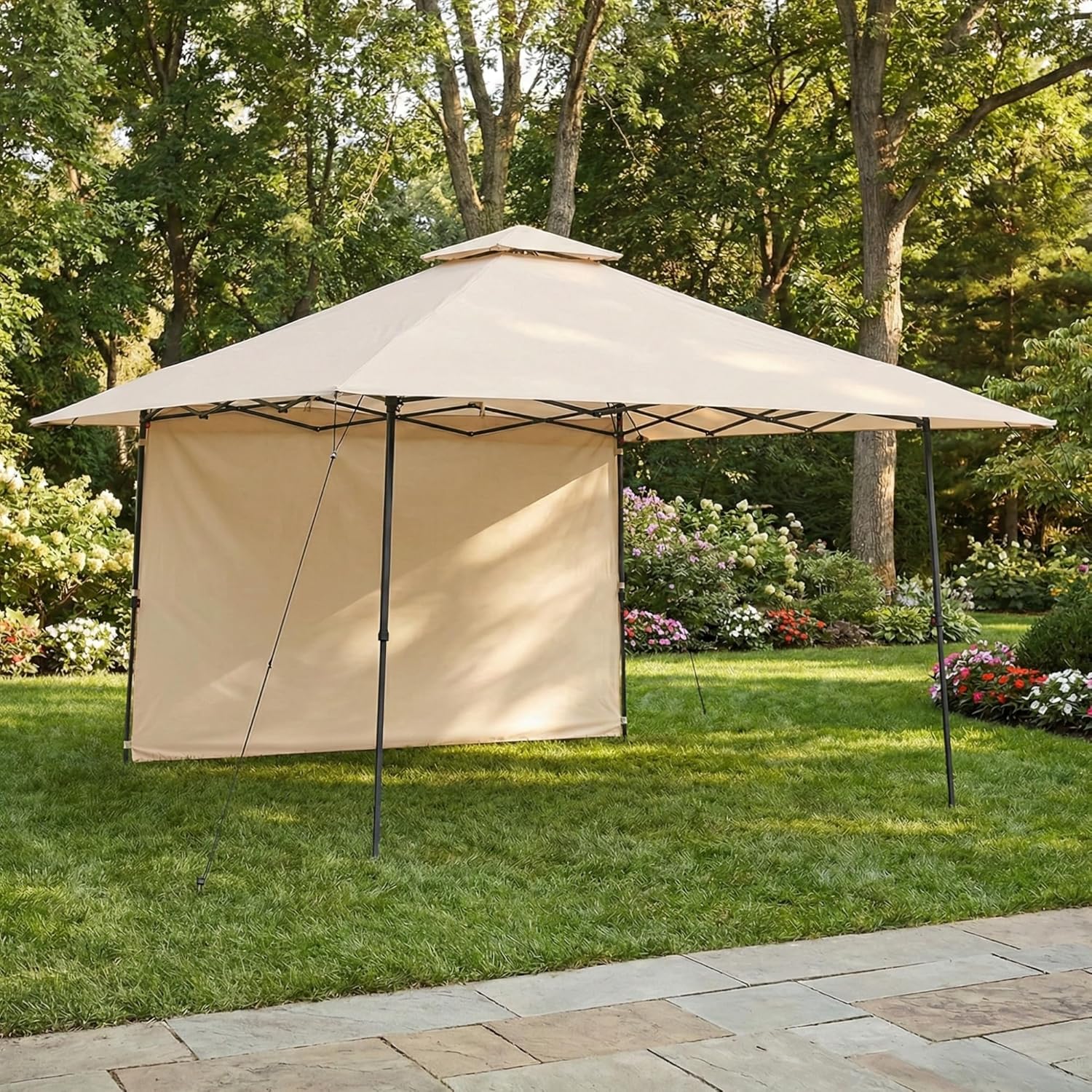 Garden Winds Reinforced RipLock 350 Replacement Canopy Top Cover and Sunwall Compatible with Coleman Oasis and Back Home 13' x 13' Tent Gazebo Models 2000004407, 2000035727 - Beige