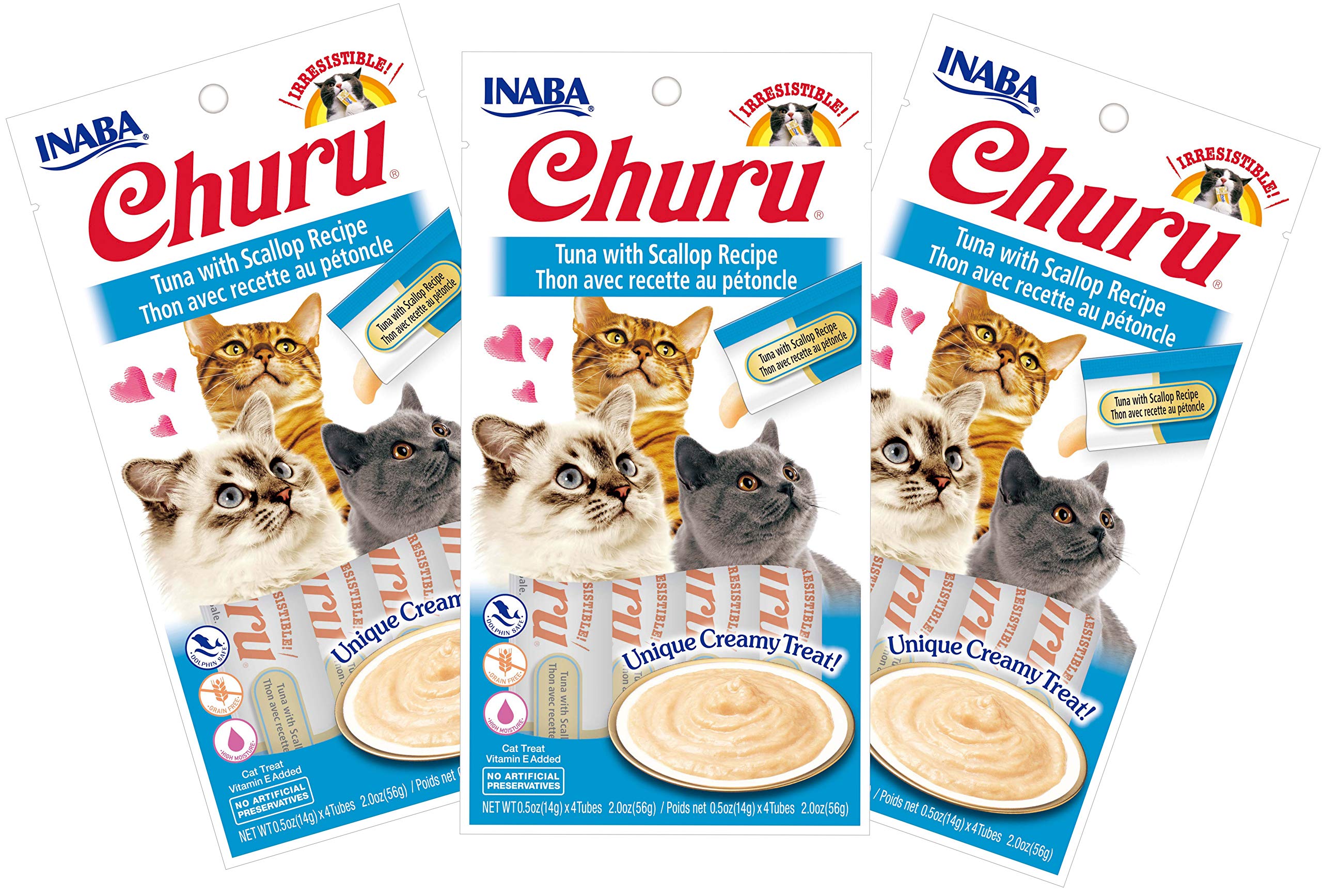 INABA Churu Tuna with Scallop Recipe Lickable Purée Natural Cat Treats 12 Tubes