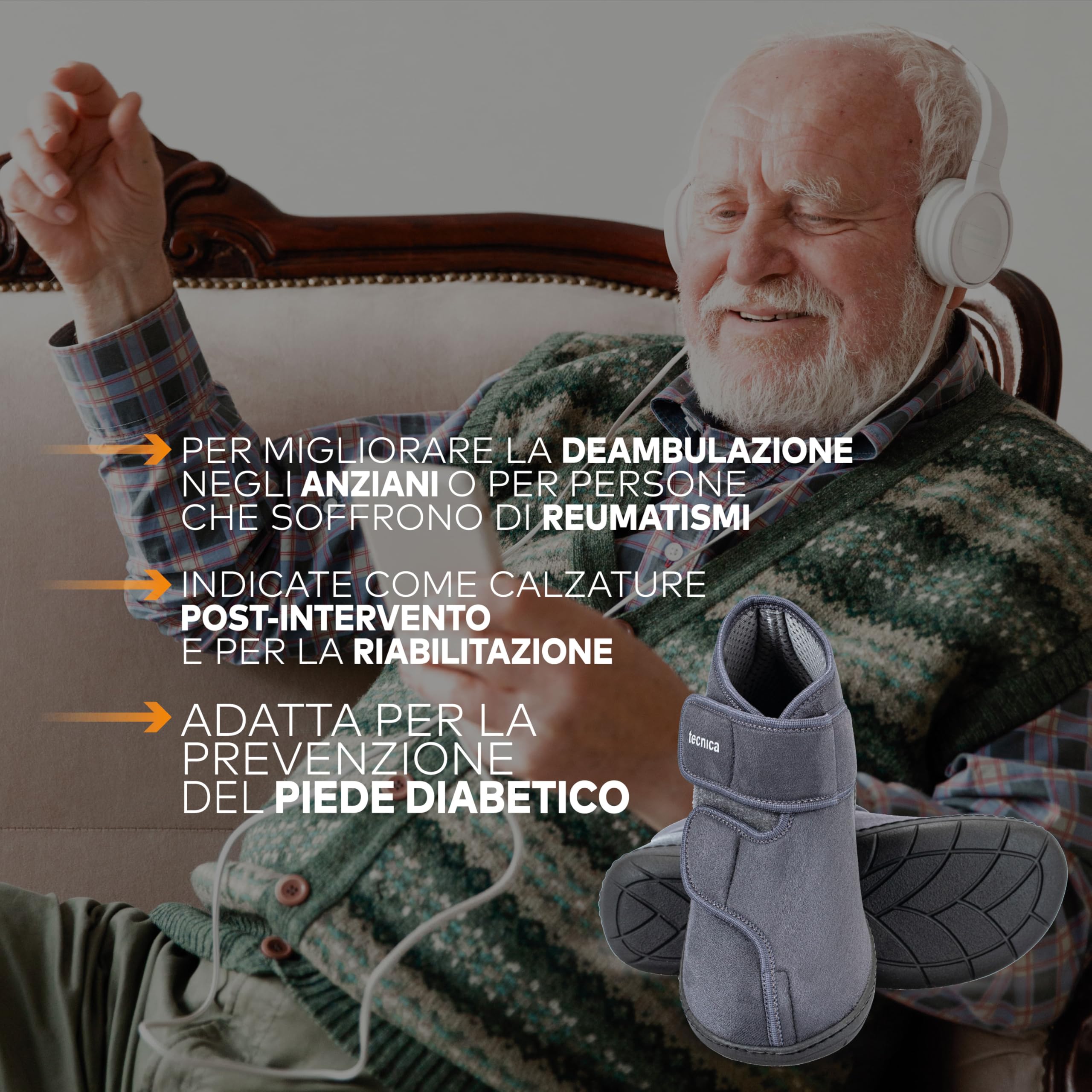 EXTRO STYLE - Scarpe Ortopediche Protettive Tecnica 1, per Riabilitazione e Recupero delle Funzioni del Piede, Tomaia in Microfibra e Suola Antiscivolo, Plantare Estraibile, Grigio
