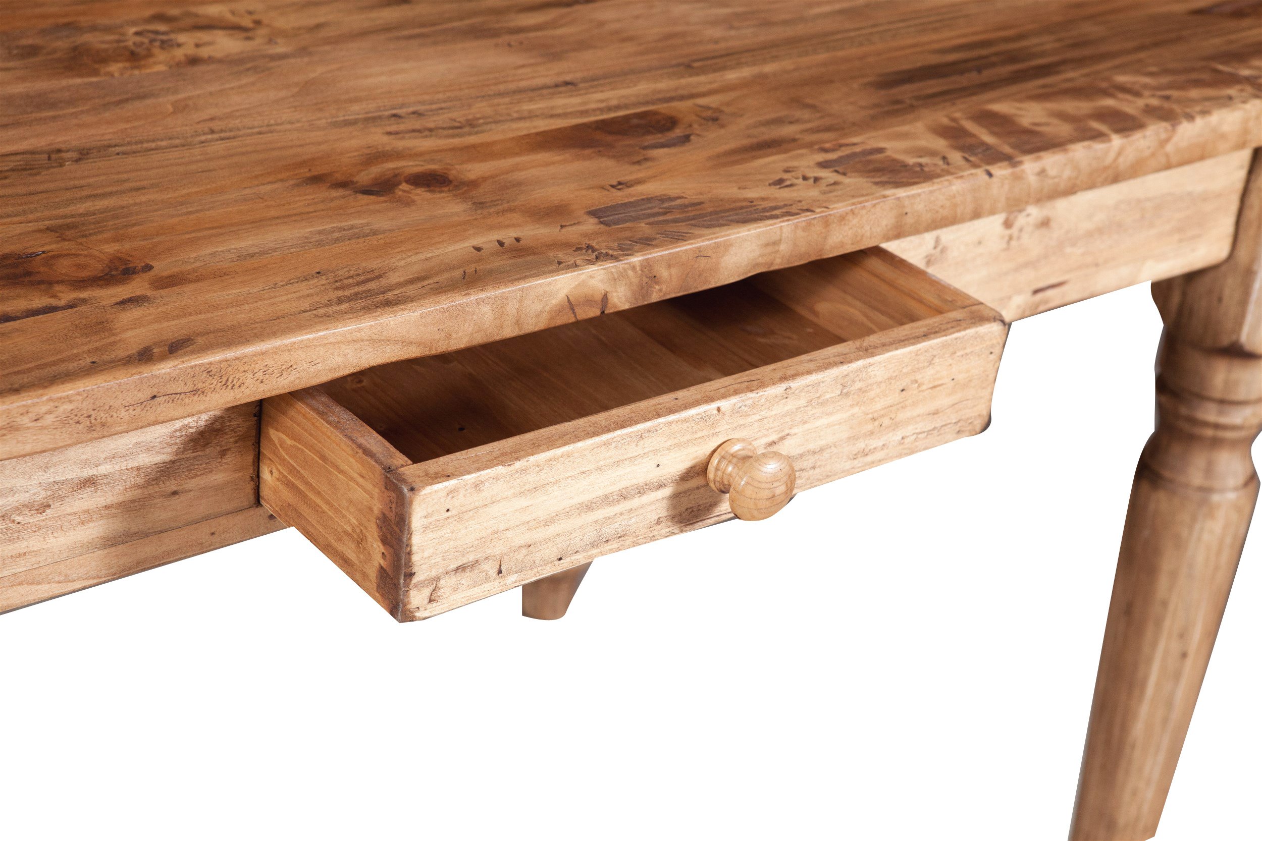 Biscottini Table de bureau bois 120x80x80 cm - Table de cuisine en tilleul massif - Table à manger pour intérieur et extérieur - Table en bois massif avec tiroir