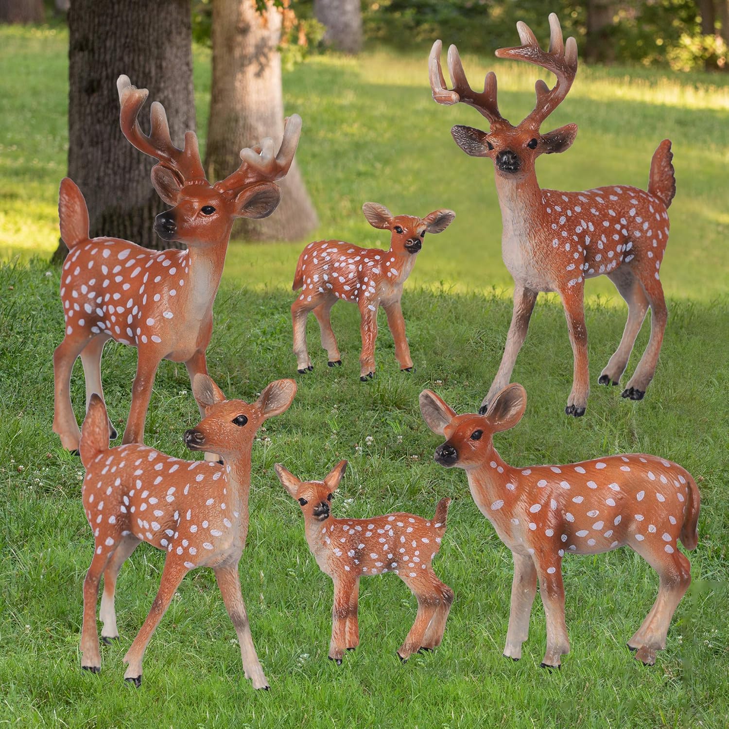 Deer Toys - 6pcs Realistic Deer Woodland Animals Figurines - Early Educational Toys, Birthday Cake Topper for Kids - Image 6
