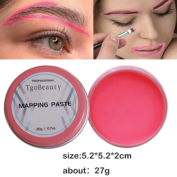 20g Microblading Eyebrow Marker Pink Tattoo Brow Paste Eyebrow Permanent Makeup Mapping Paste Brow Lip Shape Position Tool (Pink)