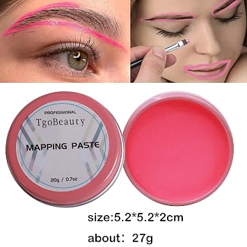 20g Microblading Eyebrow Marker Pink Tattoo Brow Paste Eyebrow Permanent Makeup Mapping Paste Brow Lip Shape Position Tool (Pink)