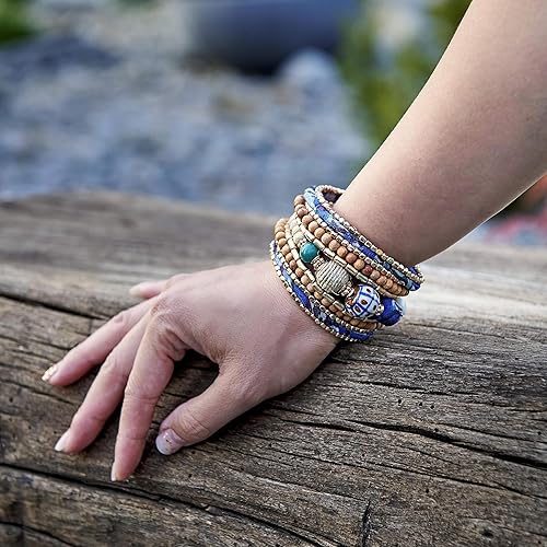 Miniatura 4 de Pulseras boho para mujer Pulsera de cuentas de madera y metal Pulsera Cleopatra Joyería Boho Pulsera de cuentas Pulsera elástica para mujer