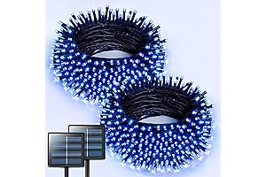 JMEXSUSS Blue Solar Christmas Lights: Experience the Magic of 400 Brilliant LEDs for Outdoor Illumination