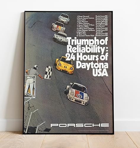 Historic Pictoric Póster de Porsche Race 1975-24in x 18in Vintage USA