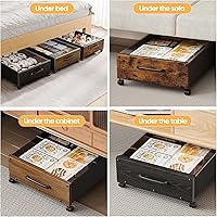 Vista 8 de Almacenamiento debajo de la cama con ruedas, cajones de almacenamiento rodantes debajo de la cama, almacenamiento de madera debajo de la cama