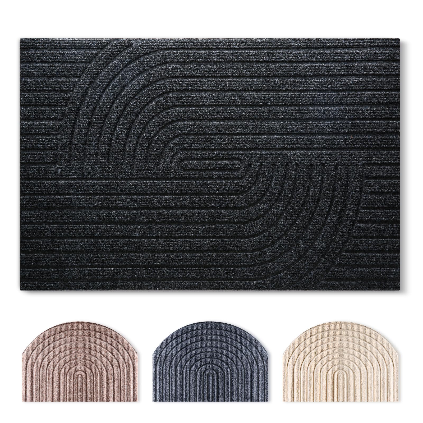 Tuocal Fußmatte 50x80cm, rutschfeste Maschinenwaschbare Schmutzfangmatte, Teppich Wohnzimmer Innen und Außen Türmatte, Wasserdicht Fussmatte für Eingang, Flur, Haustür