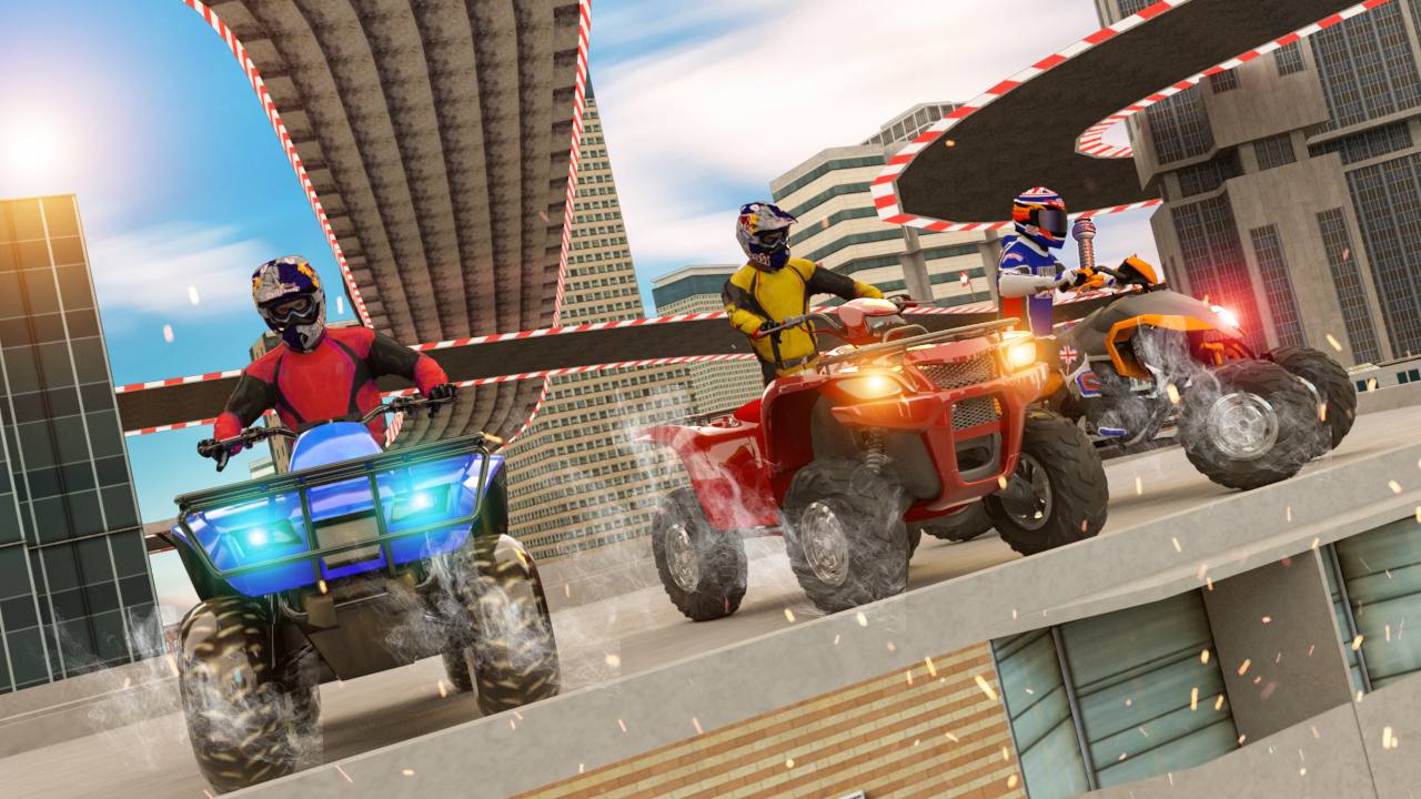 Futuristic Offroad Speed Light ATV Quad Bike Mega Ramp Stunts
