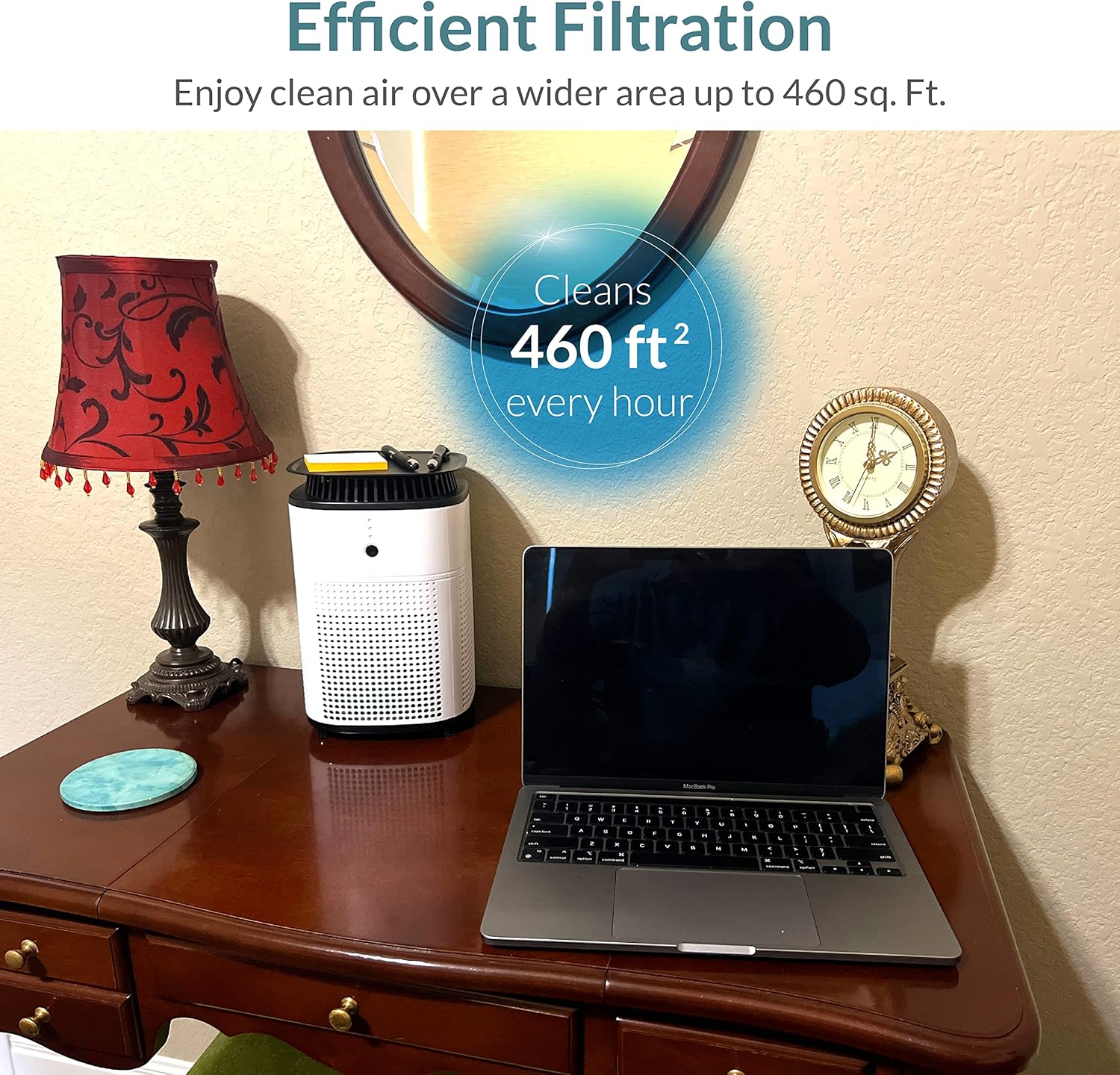 XP150 Veteran Owned, Tray-top, Countertop Air Purifier with 360-degree Air, 3 Stage Filtration for up to 460 Sq Ft. White, Pack of 1