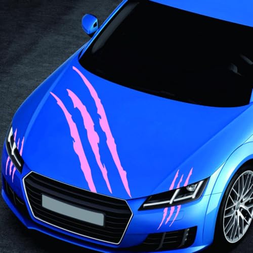 Image of Car Decals Claw Mark Stickers to Cover Hood Headlights Scratches, Modified Cars /Vans /SUVs /Trucks, Pack of 3 (Pink)