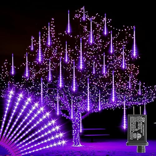 Miniatura 15 de LAMPHOME Luces de Navidad para Exteriores, Luces LED de Carámbanos de Lluvia de Meteoritos de 12 pulgadas, 10 Tubos 240 Luces LED en Cadena. Enchufe