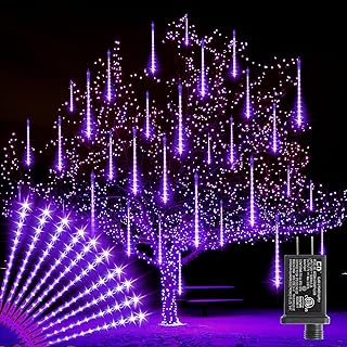 LAMPHOME Christmas Lights Outdoor,12-inch LED Meteor Shower Icicle Lights, 10 Tubes 240 LED String Lights. Waterproof Plug, Shower Rain for Xmas Tree Yard House Decor Purple