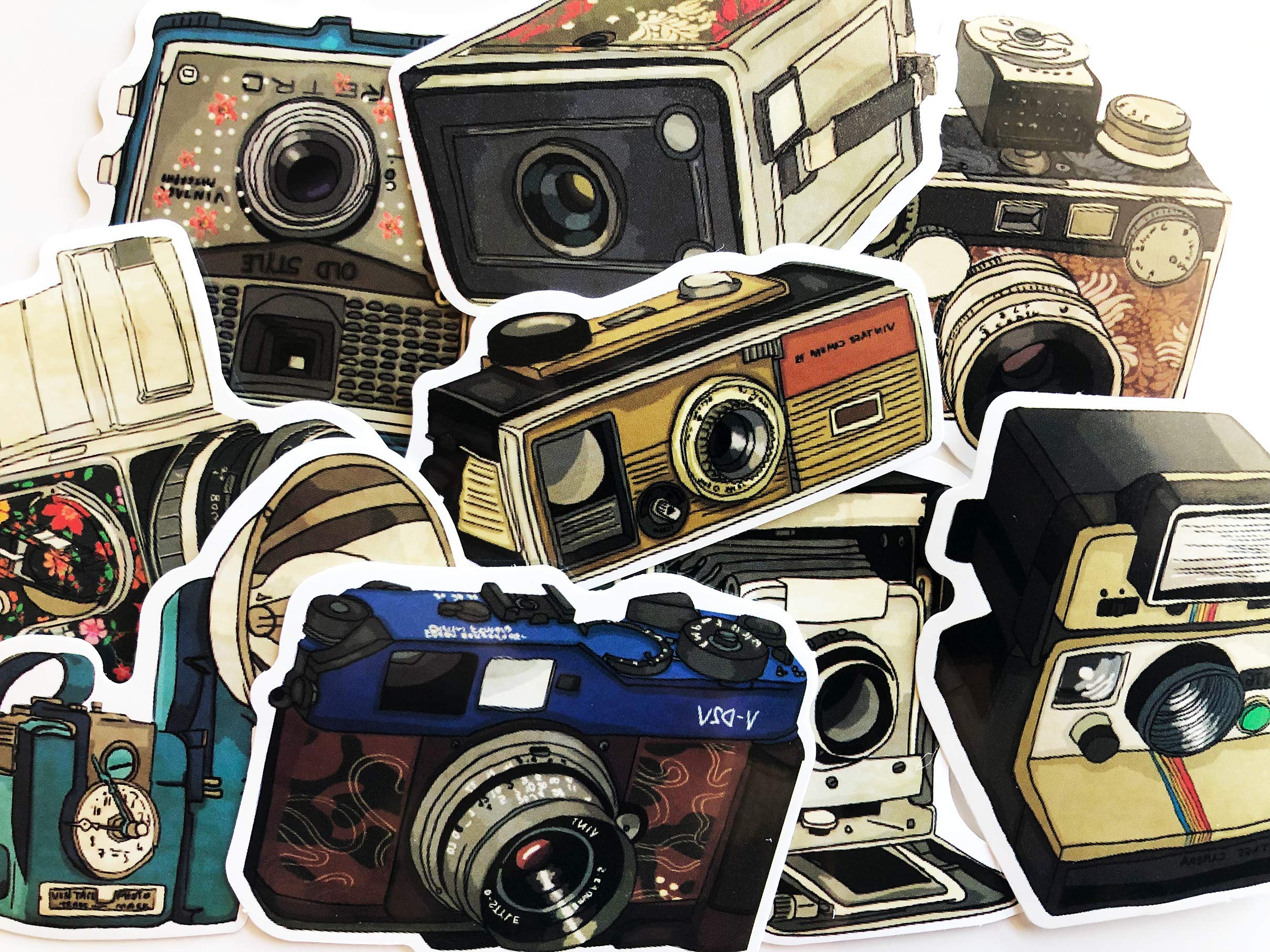 9 Camera Film Movie Producer Watercolor Drawn Antique Laptop Stickers