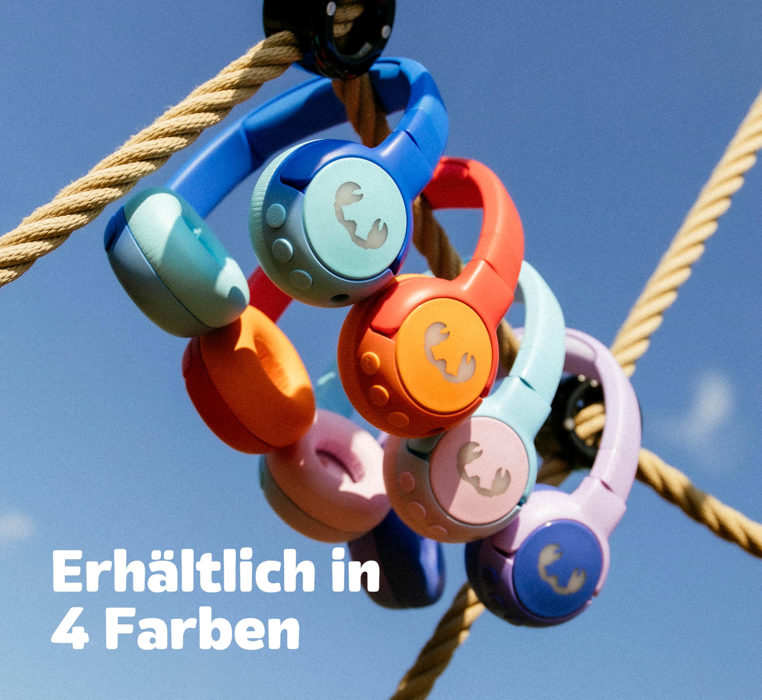 Fresh 'n Rebel Code Junior, kabellose Bluetooth-Kopfhörer für Kinder, sicherer Klang (<85dB), inklusive Audiokabel und Aufkleber, Buddy Beats, LED-Lichteffekte. 48 Std. Spielzeit (Cool Candy)