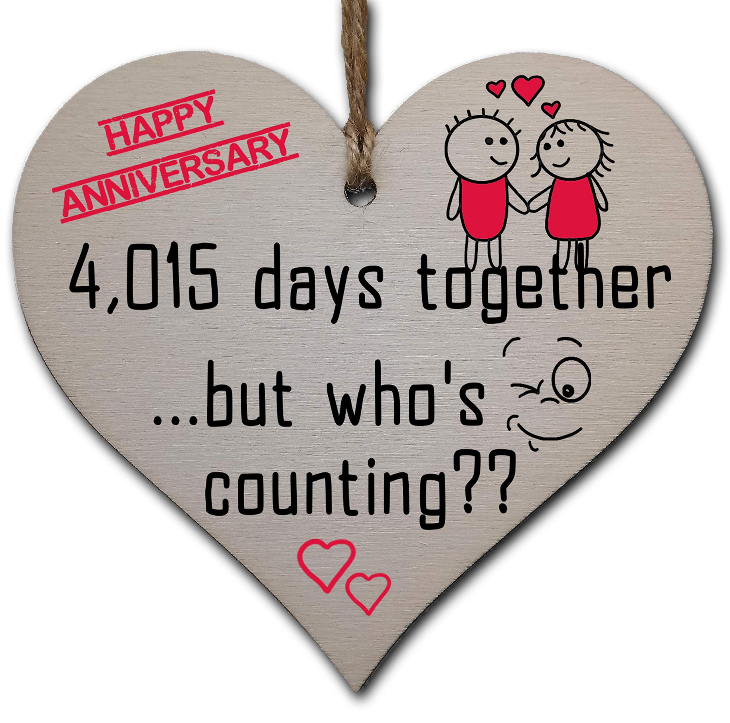 Gift In Can Handmade Wooden Hanging Heart Plaque Gift To Celebrate 11Th Wedding Anniversary Husband Wife Someone Special Keepsake