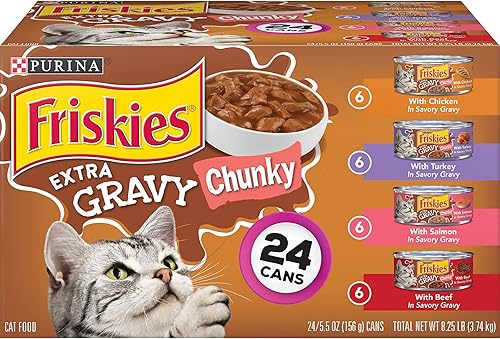 Purina Friskies - Paquete variado de alimentos hĂşmedos para gatos salsa extra gruesa - 24 latas de 55 onzas Purina Friskies - Paquete variado de alimentos hĂşmedos para gatos salsa extra gruesa - 24 latas de 55 onzas