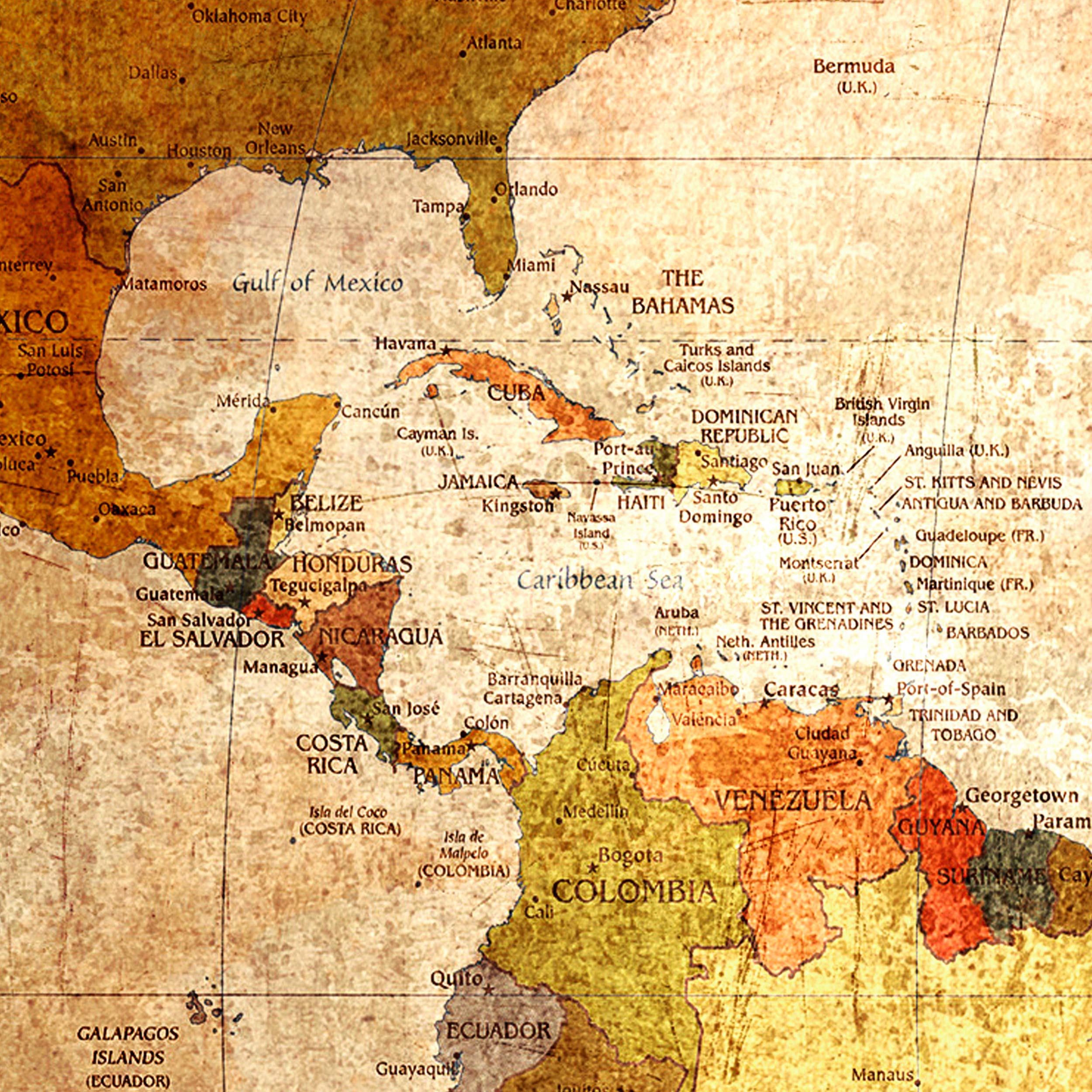 decomonkey Fototapete selbstklebend Weltkarte, 245x175 cm, Vintage Retro | Kontinente, Atlas, Landkarte, Selbstklebende, Tapeten, Wand, Fototapeten, Tapete, Wandtapete, klebend, Klebefolie