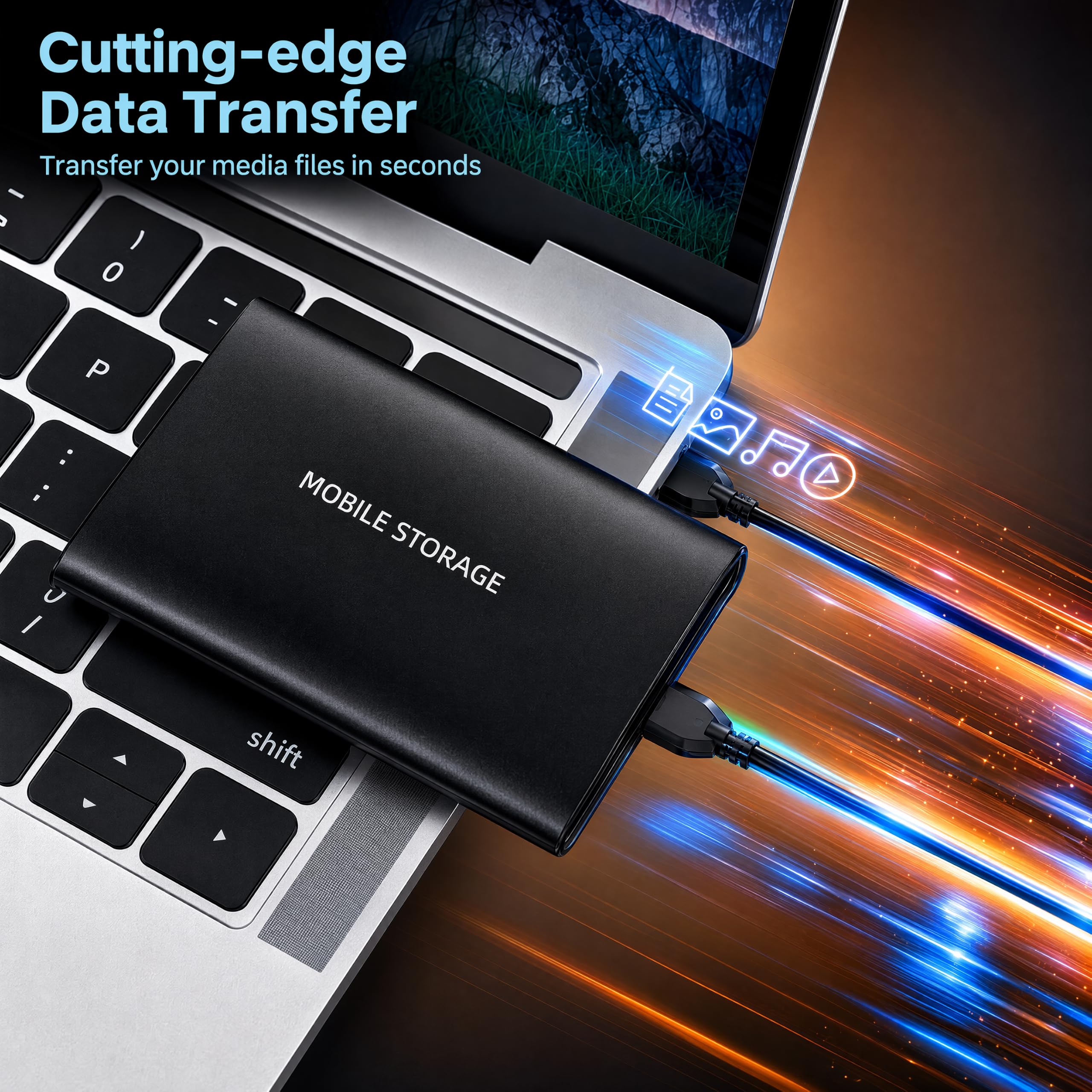 Sperric Disque Dur Externe Portable 2To USB SATA Ultra Fin Tout-Aluminium Stockage pour PC, Mac, Laptop, Ordinateur de Bureau, Ordinateur Portable, Windows (Noir)