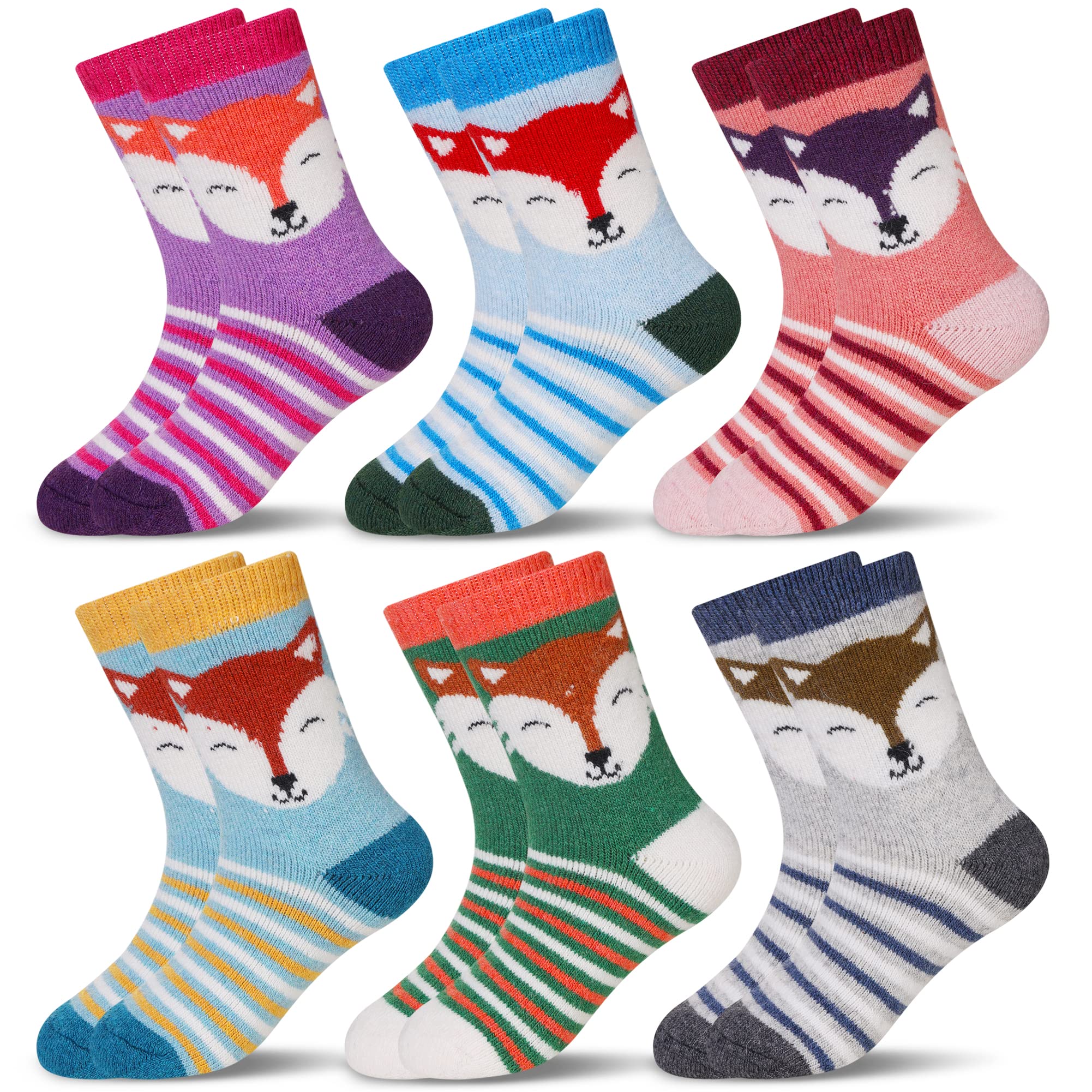 Eocom Calcetines de lana para niños y niñas, cálidos, térmicos, para invierno, acogedores, suaves, gruesos, para botas de bebé, 6 pares