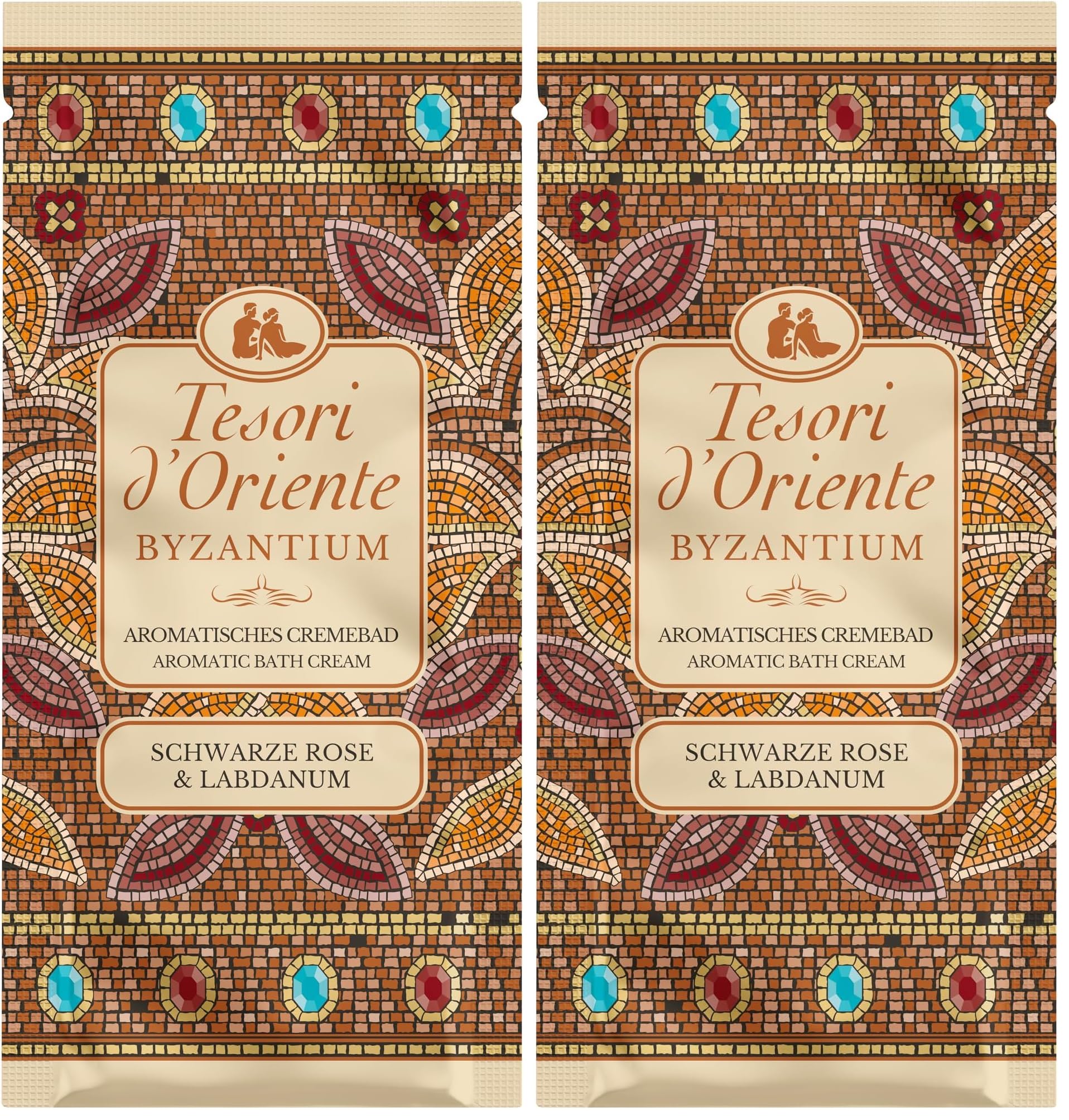 Tesori d'Oriente | Cremebad 'Byzantium' | Aromatisches Bad mit schwarzer Rose und Labdanum | Körperpflege für die Badewanne | Wellness-Ritual Körper & Sinne | 40 ml (Packung mit 2)